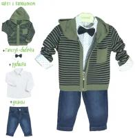 Комплект одежды для мальчиков, рубашка и бабочка и джемпер и джинсы, нарядный стиль