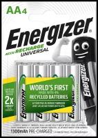 Аккумулятор Energizer Recharge Universal AA, 1.2 В, 1300 мАч, NiMH BL4