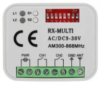 Беспроводной двухканальный приёмник RX 9-30В AC/DC, универсальный 300-868 MHz