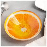 Салатник стеклянный Доляна «Апельсин», 150 мл, d=12 см, цвет оранжевый (1 шт.)