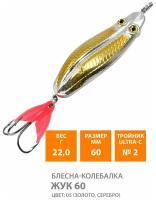 Блесна колебалка AQUA ЖУК 60mm 22g. Рыболовная приманка колеблющаяся для спиннинга, троллинга на щуку, судака, окуня цвет 05