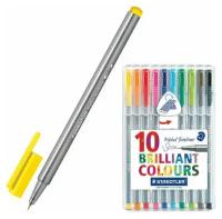 Набор капиллярных ручек STAEDTLER 10 шт, ассорти, TRIPLUS FINELINER, трехгранные, линия письма 0,3 мм, 334SB10, 334 SB10