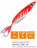 Блесна колебалка AQUA нерка FIRE 40mm 8g. Рыболовная приманка колеблющаяся для спиннинга, троллинга на щуку, судака, окуня цвет 03