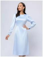 Платье 1001dress, в классическом стиле, полуприлегающее, миди, размер 48, голубой