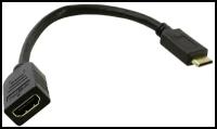 Адаптер-переходник GSMIN RT-22 mini HDMI (M) - HDMI (F) (30 см) (Черный)