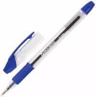 BRAUBERG Ручка шариковая с грипом brauberg samurai, синяя, корпус прозрачный, узел 0,7 мм, линия письма 0,35 мм, 141149, 24 шт