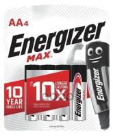 Батарейки щелочные / Energizer MAX Тип AA / 1.5V Пальчиковые 4шт