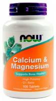 NOW Calcium and Magnesium 500/250 мг 100 таб / Нау Кальций Магний 500/250 мг 100 таб