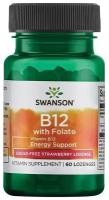 Swanson Vitamin B12 with Folate - Strawberry, 60 таб