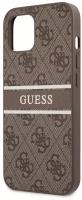 Чехол Guess 4G Stripe printed logo Hard для iPhone 13, коричневый