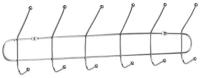 Вешалка настенная металлическая 6 крючков, цвет серебристый