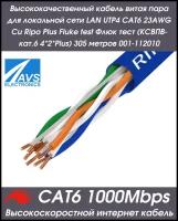 Высококачественный кабель витая пара для локальной сети LAN UTP4 CAT6 23AWG Cu Plus Fluke test Флюк тест (ксвпв-кат.6 4*2*Plus) 305 метров 001-112010