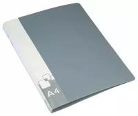 Папка Бюрократ -PZ07CGREY, метал. зажим, пластик 0.7 мм, внут. и торц. карман, цвет: серый, A4