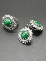 Комплект бижутерии ForMyGirl: серьги, кольцо, малахит, размер кольца 19.5, зеленый