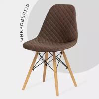 Чехол на стул со спинкой Eames DSW из микровелюра, 40x46 см, светло-серый