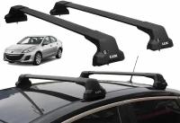 Багажник на крышу Мазда 3, седан, 2003-2013 (Mazda3 BK / BL, sedan, 2003-2013), Lux City, черные дуги
