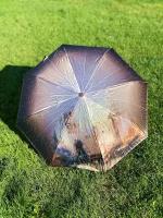 Зонт GALAXY, полуавтомат, складной, женский, осенний город, арт. BF3033, коричневый