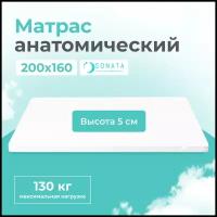 Топпер матрас 160х200 см SONATA, Беспружинный, высота 5 см, Съемный чехол, Плед в подарок