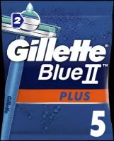 Бритвенный станок Gillette Gillette Одноразовые Мужские Бритвы Blue2 Plus, с 2 лезвиями, фиксированная головка, 5 шт