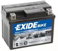 Аккумулятор Moto Agm Ready 3ah 50a 113x70x85 Полярность Etn 0 Токовыводы M04 EXIDE арт. AGM12-4