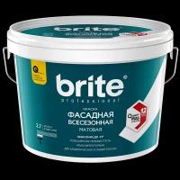 Краска акриловая brite Professional фасадная всесезонная матовая бесцветный 9 л