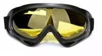 Очки спортивные горнолыжные / Горнолыжная маска / Защитные очки для сноуборда, мототехники и снегохода, стекло желтое