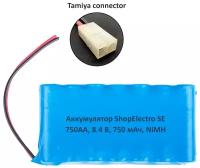 Аккумулятор ShopElectro SE 750АА, 8.4 В, 750 мАч/ 8.4 V, 750 mAh, NiMH, с коннектором Tamiya