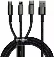 Кабель для зарядки с тремя разъёмами, USB-кабель Baseus Tungsten 3in1 - USB Type C / Lightning / micro USB 3,5 A 1,5 м, черный (CAMLTWJ-01)