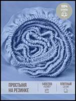 Простыня на резинке, натяжная, плотный сатин, страйп-сатин, VENTURA LIFE 140х200х25, Синий