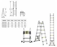 Лестница телескопическая 2-х секц. алюм. 295/620см, 2х10 ступ. 22,5кг STARTUL (ST9733-062) (имеет усиленный механизм фиксации ступеней)