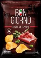 Чипсы BON GIORNO картофельные, хамон, 80 г