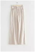 Расклешенные льняные брюки - кремовый - 36