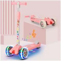 Складной трёхколёсный самокат со светящимися колёсами Scooter Maxi Print Lights 108