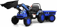 Детский электромобиль RiverToys трактор-погрузчик с прицепом HL395 синий