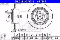 Диск тормозной задн, VOLVO: S60 II 2.0 T/D3/D4/D5/D5 AWD/DRIVe/ D2/T3/T4/T4F/T5/T6 AWD 10-, S80 II 1.6 D DRIVe/1.6 DRIVe/2.0/2.0 FlexFuel/2.0 T/2.0 T, 24011101471 ATE 24.0111-0147.1