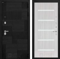 Входная дверь металлическая в квартиру PAZL с внутренней панелью 01, цвет сандал белый стекло белое, размер по коробке 960х2050, правая