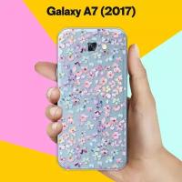 Силиконовый чехол на Samsung Galaxy A7 (2017) Розовые цветы / для Самсунг Галакси А7 2017