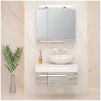 Мебель для ванной / Runo / Вудлайн 85 / подвесной / тумба с раковиной Гамма 56 / шкаф для ванной / зеркало для ванной