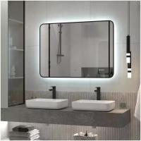 Зеркало для ванной с фоновой подсветкой, диммером и часами Reflection Black View