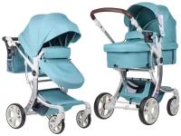 Коляска-трансформер Aimile Коляска-трансформер Aimile Original New Pearl / для новорожденных / коляска 2в1, мятный, цвет шасси: серебристый