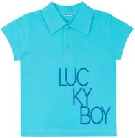 Футболка поло Lucky Boy, для мальчика с коротким рукавом, однотонная, бирюзовая 30 (110-116) 5-6 лет