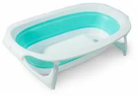 Ванночка детская для купания новорожденных малышей складная на ножках Sunno со сливом, голубая 73х45х18,5 см