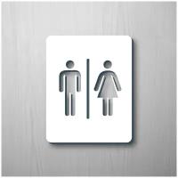 Табличка информационная на дверь туалета МЖ / Акрил 3 мм /8х10 см / прямоугольная