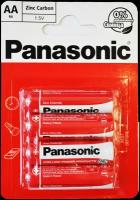 Батарейка солевая Panasonic Zinc Carbon, AA, R6-4BL, 1.5В, блистер, 4 шт