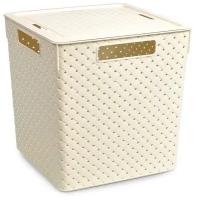 Коробка для хранения «Береста», 23 л, квадратная, с крышкой, цвет слоновая кость