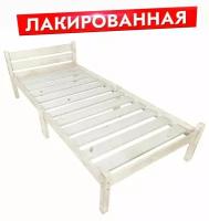 Кровать односпальная Классика Компакт сосновая с реечным основанием, лакированная, 100х190 см
