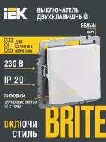 Выключатель встраиваемый одноклавишный проходной IEK BRITE BR-V12-0-10-K01 ВС10-1-6-БрБ белый