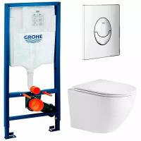 Инсталляция Grohe Rapid SL 38721001 + унитаз WeltWasser Merzbach 004 GL-WT безободковый с сиденьем