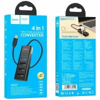 Многофункциональный Type-C хаб HB25 Easy mix 4-in-1 converter (Type-C to USB3.0+USB2.0*3) черный