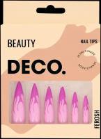 Набор накладных ногтей DECO. FEROSH (24 шт + клеевые стикеры 24 шт) pink fire